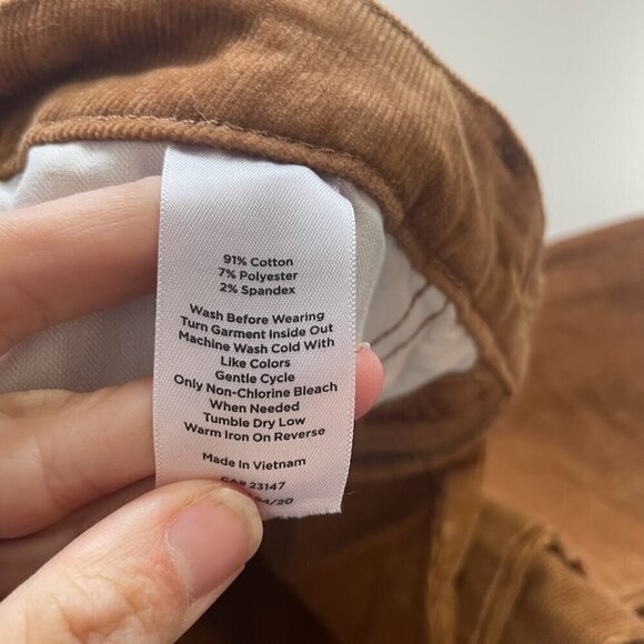 Talbots Pant Trouser High Waist Jegging Ankle Corduroy Neural Camel Stretch - Picture 8 of 8